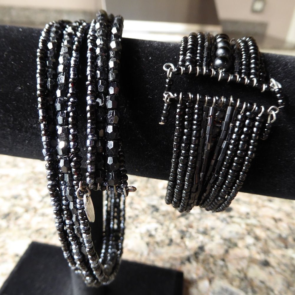 Claire's Black Beaded Choker Necklace Cuff Bracele